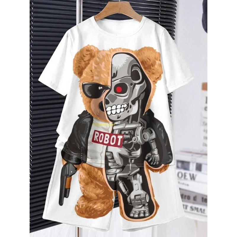 Directional Opening, Hot-Selling Model for Girls, Tie-Dye with Letter Print, T-Shirt and Shorts Suit, Casual Style