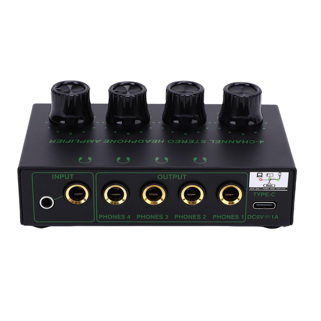 4 Channel Headphone Amplifier USB Power Supply Port Knob Volume Adjustment Stereo Headphone Amplifier
