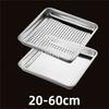 Stainless Steel Rectangle Dinner Tea Tray Double 2 Layer Dumpling Oil Leaking Hole Basin Steaming Draining Hole Plate with Basin