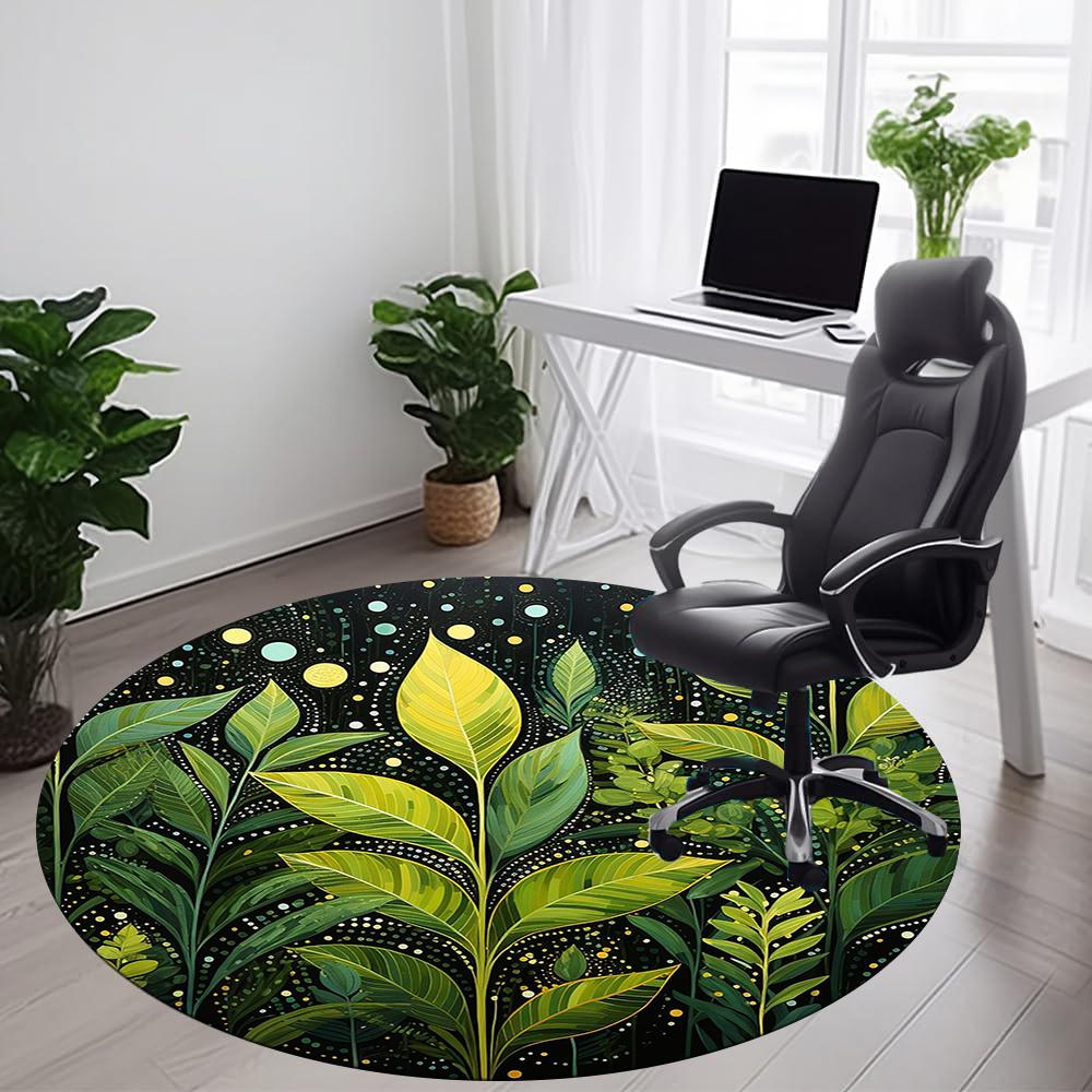 1pc Nature Plants Office Round Area Rug, Indoor Mat Suitable ForOffice, Under Office Chairs Bedroom Living Room Home Decor, Room Decot060