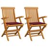 Day and Night - Day and Night Garden Chairs 2 Units Teak Wood with Red Cushions