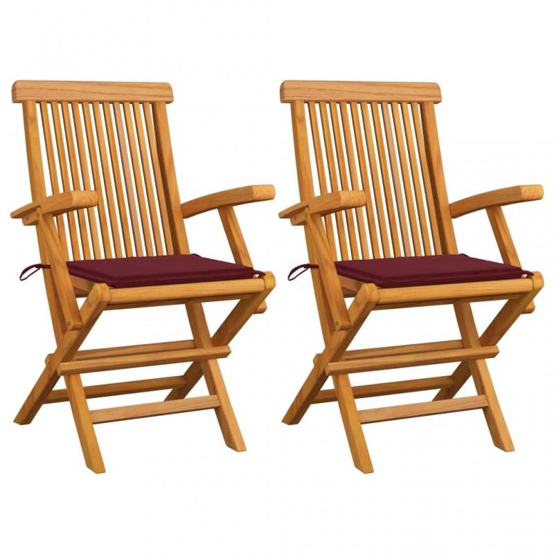 Day and Night - Day and Night Garden Chairs 2 Units Teak Wood with Red Cushions