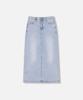Np Studio Slit Washed Long Denim Skirt Light Blue