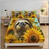 Sloth Sunflower Fitted Sheet, Animals Bed Sheets Wrinkle Shrinkage Room Decor for Teens Boys Girls Home Textileextile369
