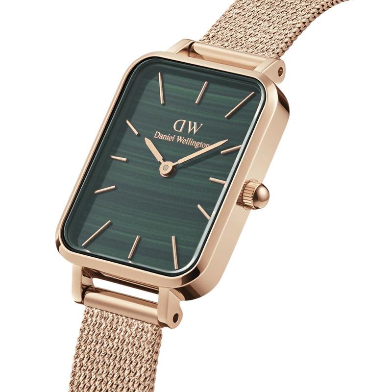 Daniel Wellington QUADRO Series Watch Quartz Movement Stainless Steel Strap 20mm Green Dial Women's Watch 30 Meters Waterproof DW00100437