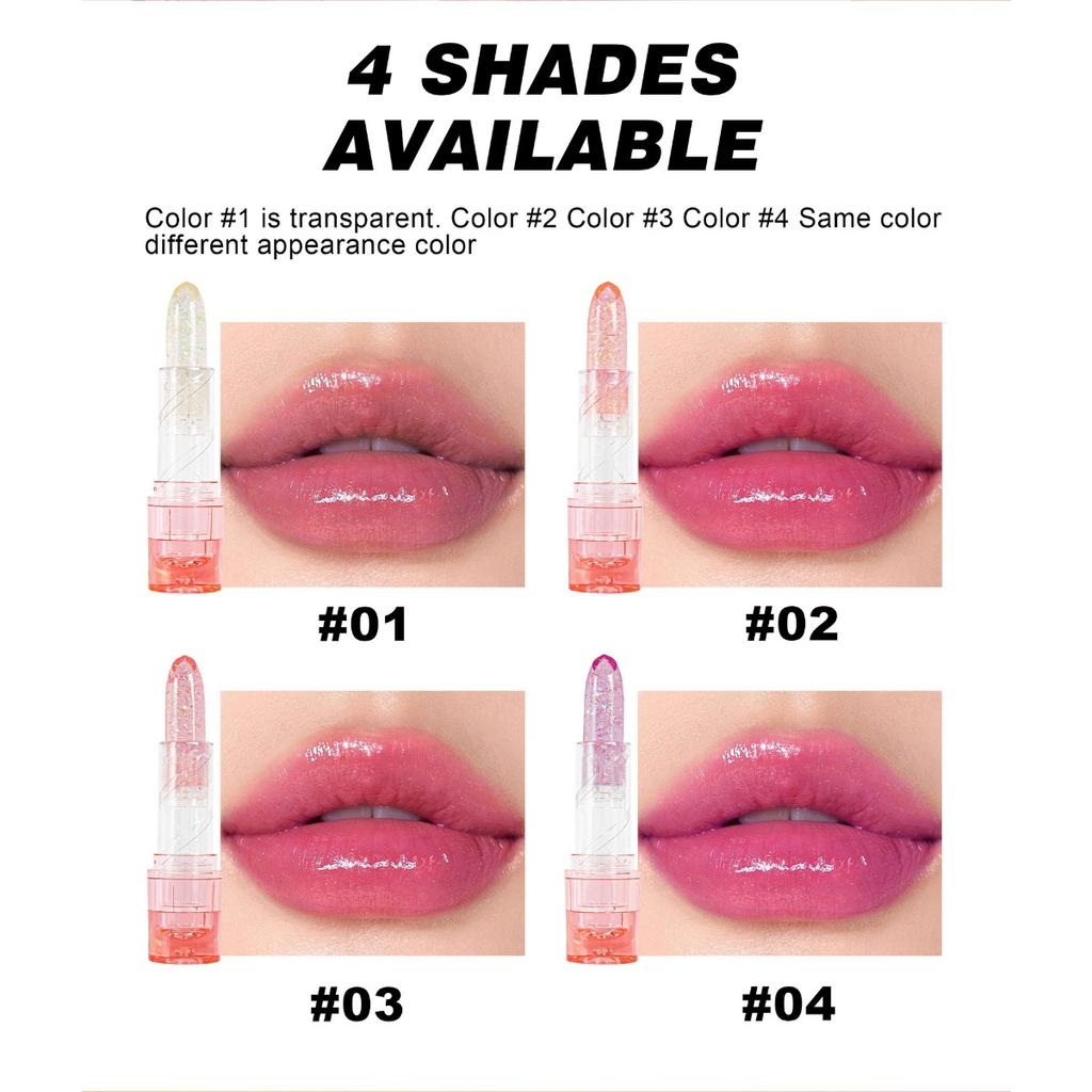 HANDAIYAN 4 Color Warm Lipstick Flash Anti-Cracking Long-lasting Moisturizing Lip Oil Hydrating Jelly Lip Balm