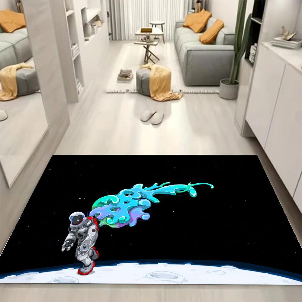 1pc Cartoon Rocket Astronaut Bathroom Absorbent Mats Anti-Slip Mats Home Decor Supplies Carpets Home Kitchen Floor Mats