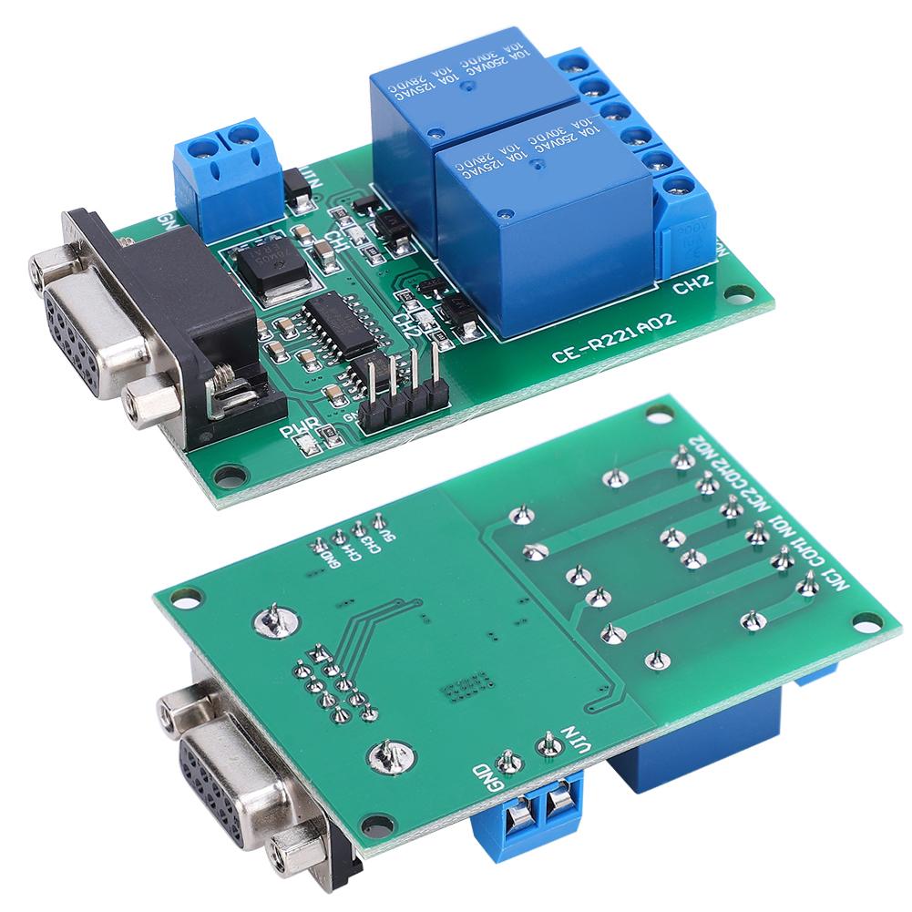 2 Channel Serial Port Relay Module RS232 UART Protocol DB9 Interface Remote Control Switch Board TB3