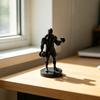 3D Printed Weightlifter Ornament, Black Statue Muscular Man Figurine, with Dumbbells Gym Tabletop Sculpture Gift for People Love Fitness