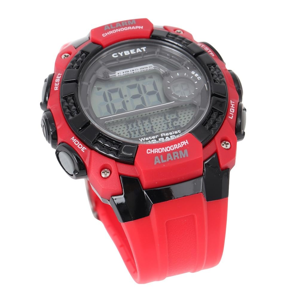 J-Axis ACY15-RE Men's Sports Watch, 10 ATM Water Resistant Digital Watch, Red