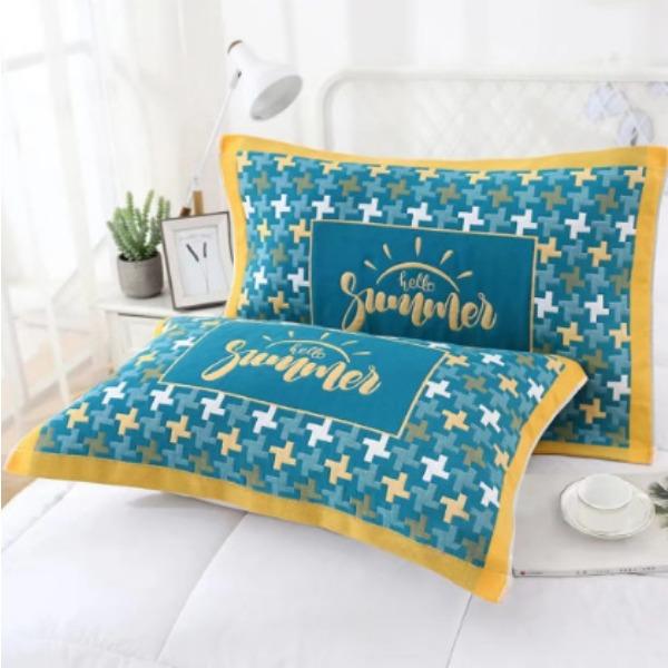 Gauze Multi-layer Pillow Towel Colored Woven Jacquard Cotton Student Children Couple Home Soft and Comfortable Large Pillow Towel