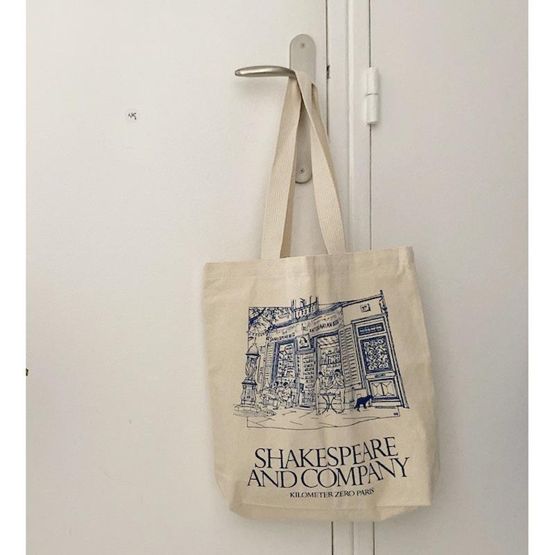 Shakespeare & Company Paris Canvas Shoulder Bag Width 34cm, Height 38cm