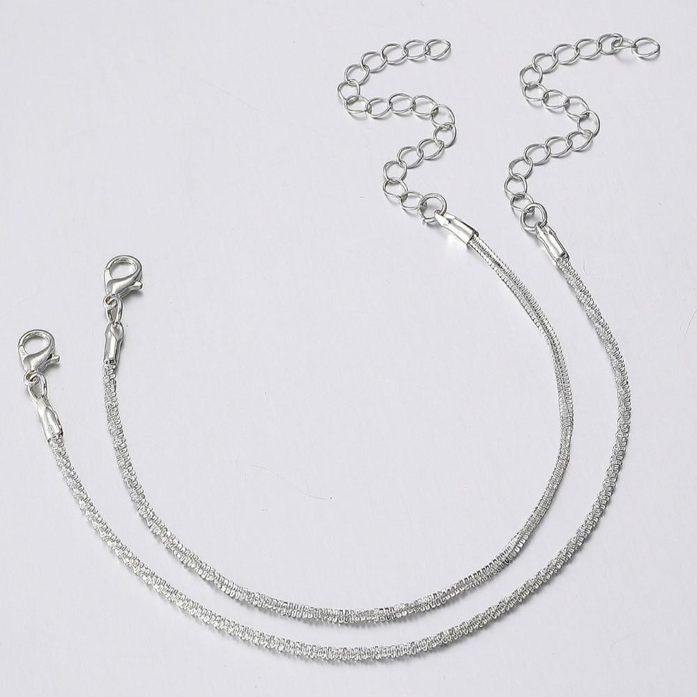 2pcs Adjustable Ankle Chain Sparkling Thin Foot Chain Double-Layer Anklet Daily Parties