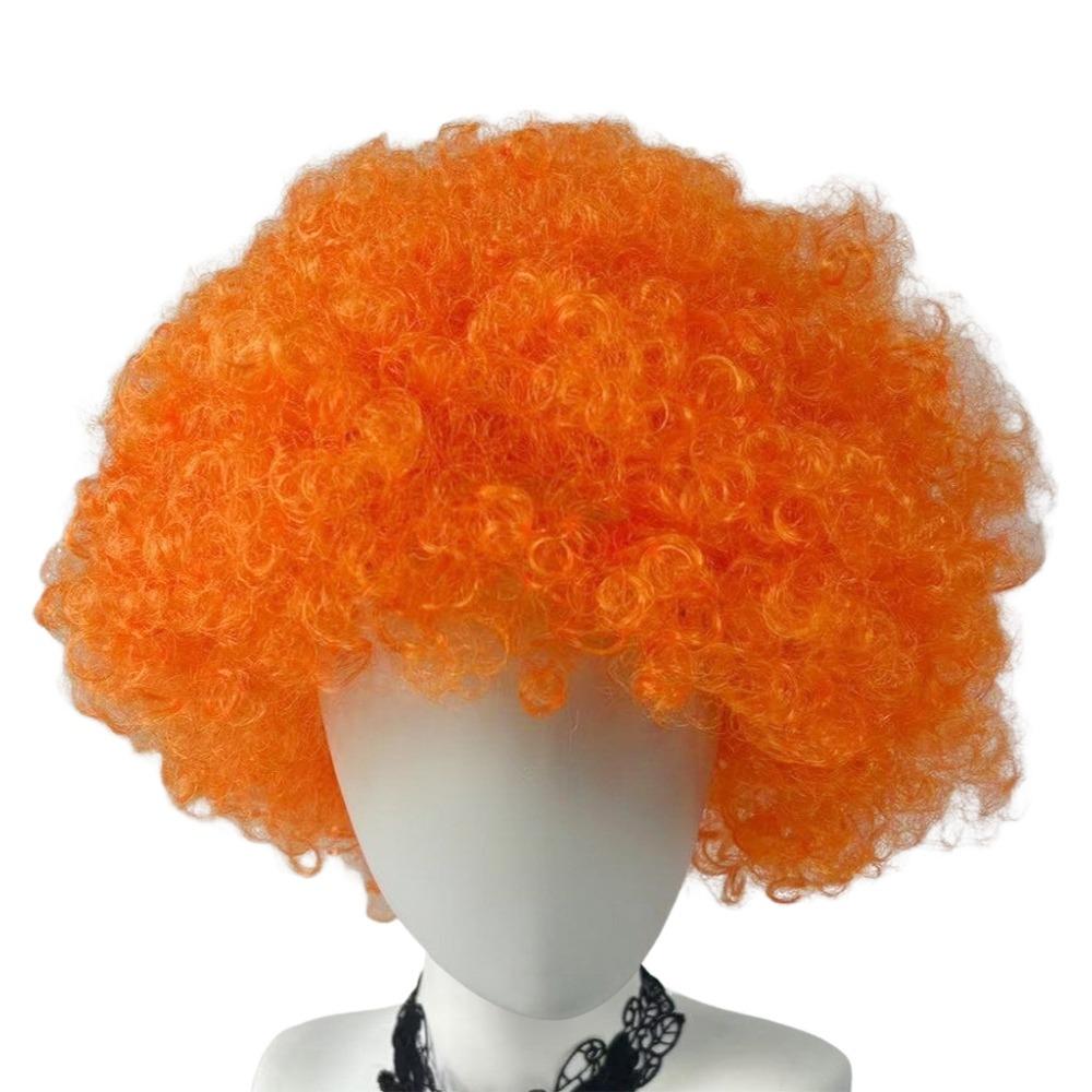 

Cosplay Fluffy Clown Wig Wavy Funny Afro Puff Wigs Decor Prop Synthetic Short Hair Wigs Unisex помаранчевий