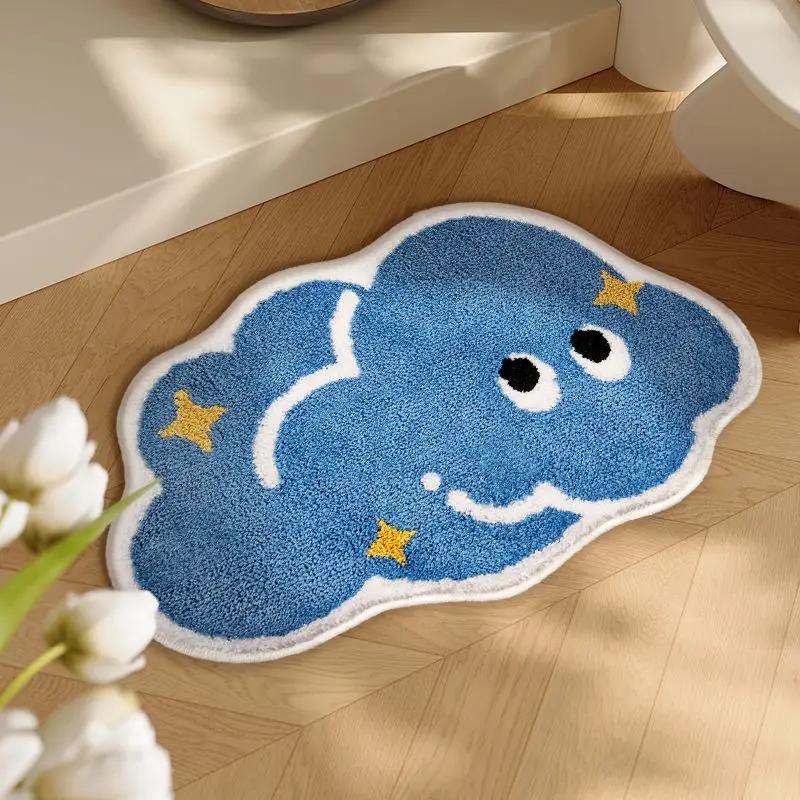 VIKAMA Cartoon Shaped Bathroom Mat Bathtub Absorbent Foot Mat Bedside Anti-Slip Rug for Bedroom Home Decor 40x60cm 16x24inch