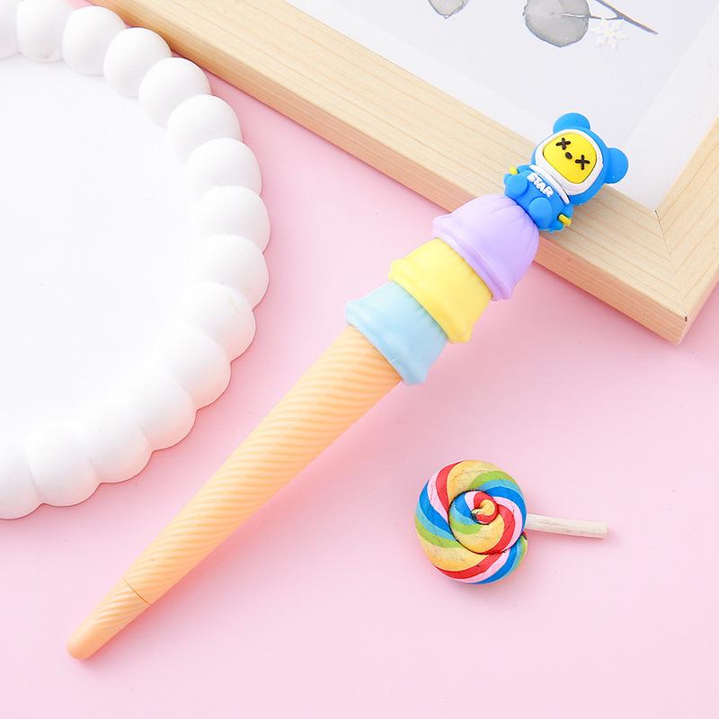 Back To School Season 10pcs 0.5mm Cute Pet Ice Cream Styling Neutral Pen Cute Stationery Cone Pen Writing Tools Prize Gift Signing Pen