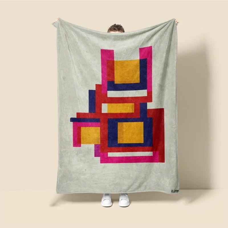Morandi Color Abstract Art Blanket Coral Fleece Sofa Blanket ins Wind Living Room Bedroom Decorative Blanket Fade-Resistant
