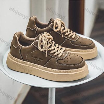 Fashion Men Casual Leather Sneakers Autumn New Lace Up Designer Comfortable Trend Board Shoes for Men Breathable Sneakers Running Shoes