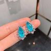 Schmuck Himmelblau Simulation Paraiba, Großes Wassertropfen Schmuckset Ohrstecker 8 * 16 Anhänger 15 * 25