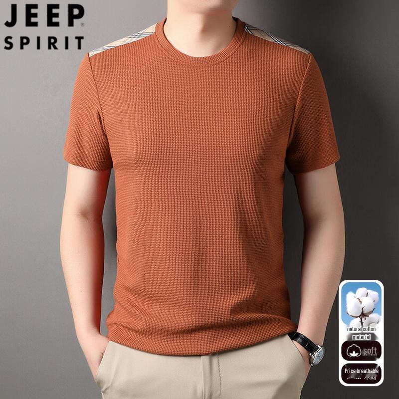 JEEP SPIRIT Men s Casual Patchwork Short Sleeve T-Shirt M