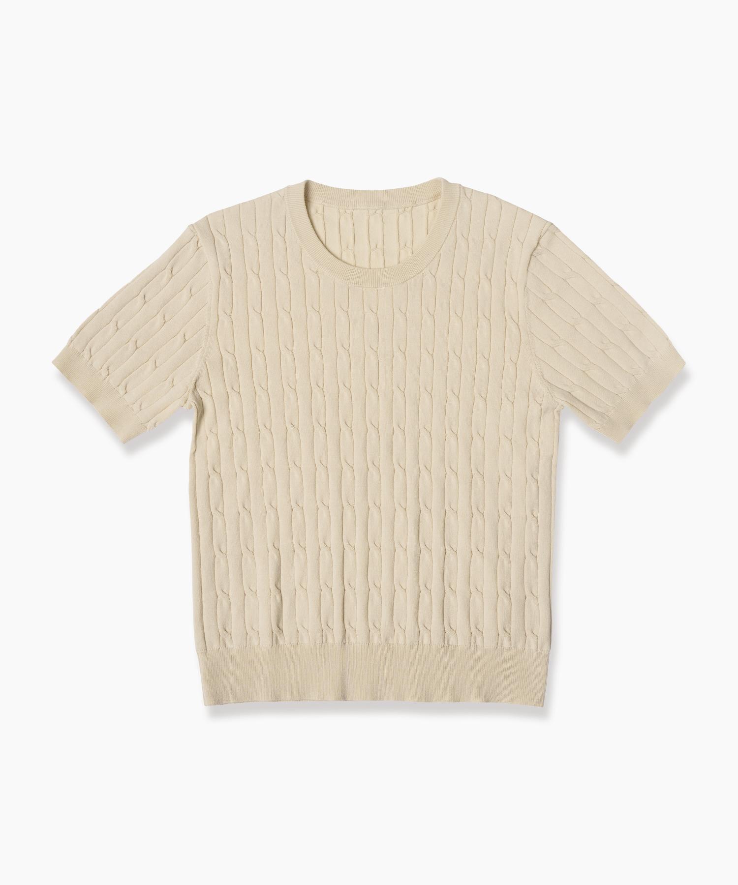 210 Edit Unisex Cable Round Neck Cool Knit [Butter]_Zf2Sw070 55
