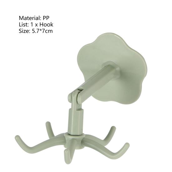 Storage Hook Punch-free 360 Degree Rotation 5 Hooks Wall Hanging Hook Towel Rack Kitchen Organizer for Bathroom