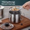 Glass Lid Bacon Grease Container Deep Fryer 1.3L Keeper With Handle Easily Refill Filter Pot Grease Strainer , With Glass Lid