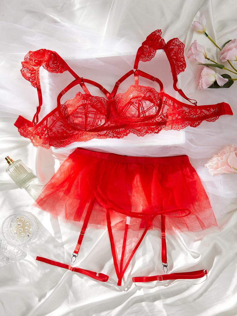 Sexy Erotic Lingerie Women Bra Garters Thongs Patchwork See Through Lingerie Set Ladies Sexy Underwear Set Porn Sexy Costumes