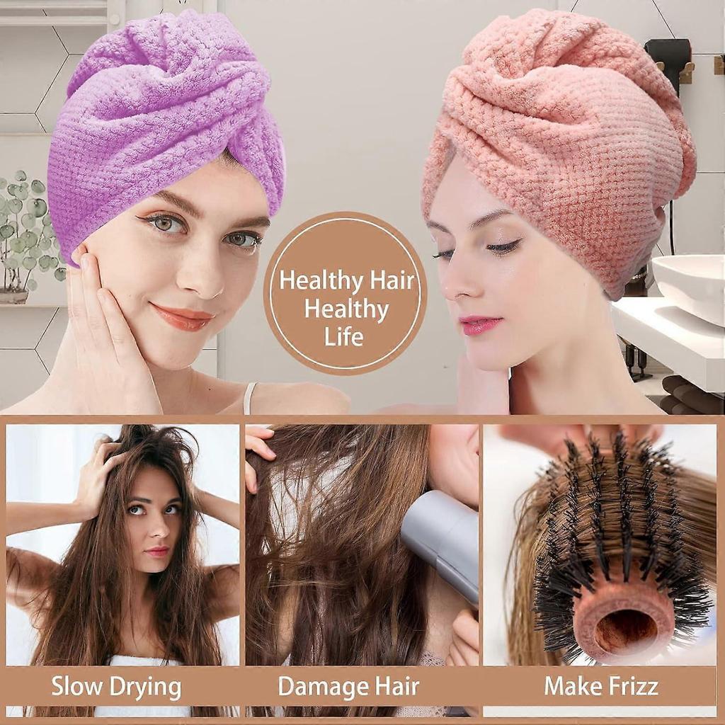 3Pcs Microfiber Hair Towel, Hair Wraps for Women Wet Hair, Fast Drying Hair Turban, Anti Frizz Head Towels Wrap for Curly Hair