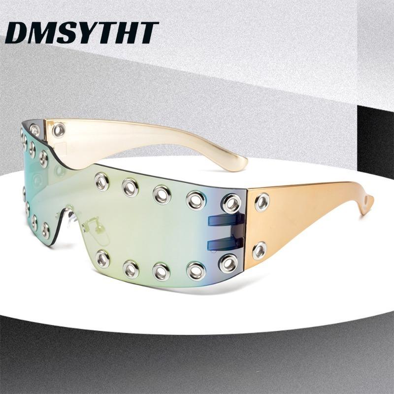 Non-polarized Rimless Rhinestone Sunglasses Women  Diamond Punk Shield Wrap Sun Glasses Vintage One-Piece Shades Frameless Goggle