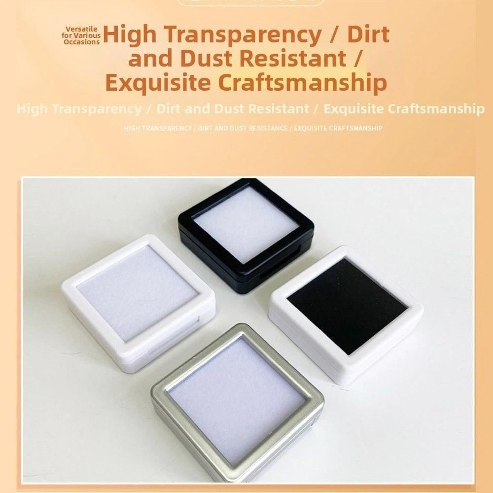 Showcase Transparent Rhinestone Jar Box Acrylic Flip Lid Crystal Display Case White Black Gemstone Holder Fashion