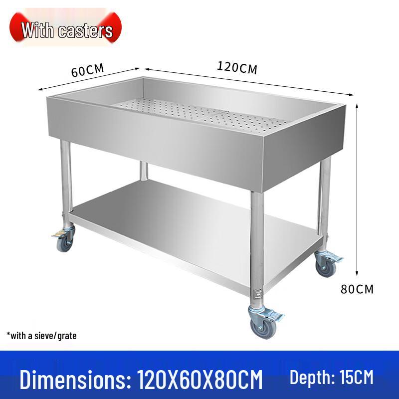 Stainless Steel Cooked Food Prep & Draining Table
