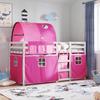 VidaXL Bunk Bed with Pink Curtains 80x200 Cm Solid Pine Wood, Bed, Bed Frame, Low Bunk Bed, Bedroom Furniture At 3283993