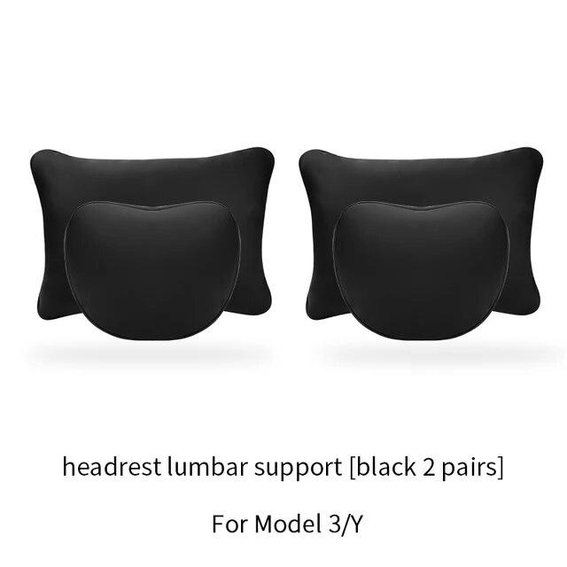 For Tesla Model 3 Y Flocking/Leather Car Seat Neck Pillow Soft Memory Neck Pillow High-Quality Headrest Lumbar