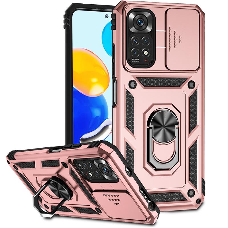 Full Cover For Xiaomi Redmi Note 11 Case For Redmi Note 11 Global Push Window Magnetic Phone Holder Case For Redmi Note 11 Case