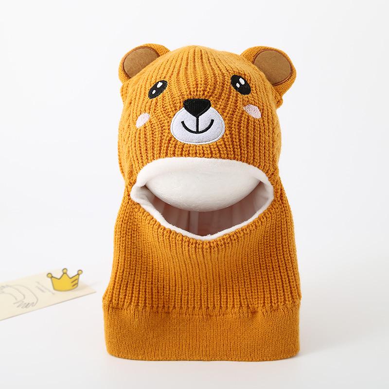 Baby Hat Scarf Integrated Hat Winter Warm Thickened Knitted Ear Hat Cute Super Cute Boys and Girls Wool Hat