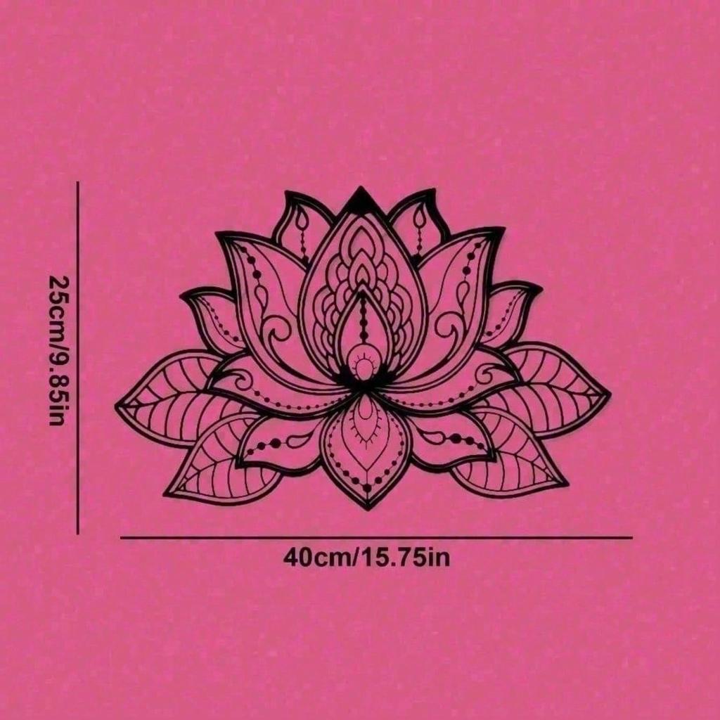 Black Mandala Metal Wall Art with Lotus Boho Home Decor Zen Meditation Yoga Office Gift