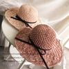 Korean-style Large-brimmed Handmade Woven Straw Hat for Women, Summer Vacation Sun Protection Hat with Bow, Beach Sun Hat, Foldable
