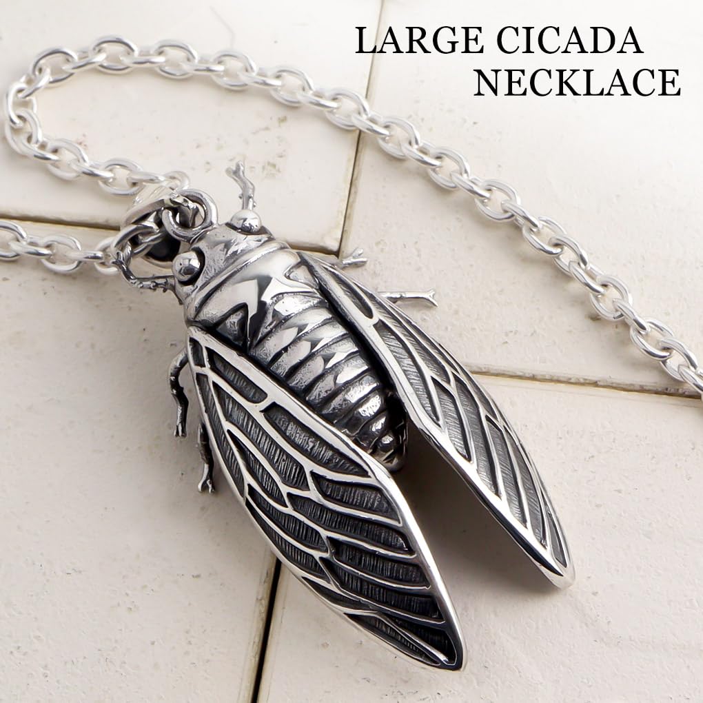 [Shinjuku Gin No Kura] 3D Cicada Pendant In Silver 925 (No Chain) - Insect Charm - Unique and Unique Men's Necklace Motif