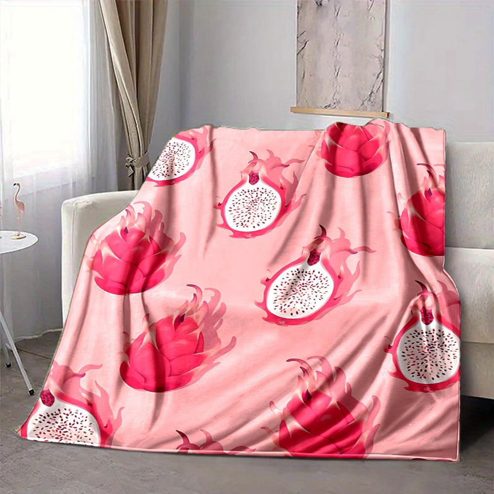 1pc Dragon Fruit Pattern Print Blanket   Lightweight Flannel Throw Blanket For Sofa, Bed, Living Room, Office, Outdoor Travel, Camping