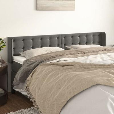 Maison Exclusive - Kopfteil mit Ohren Dunkelgrau 163x16x78/88 cm Samt