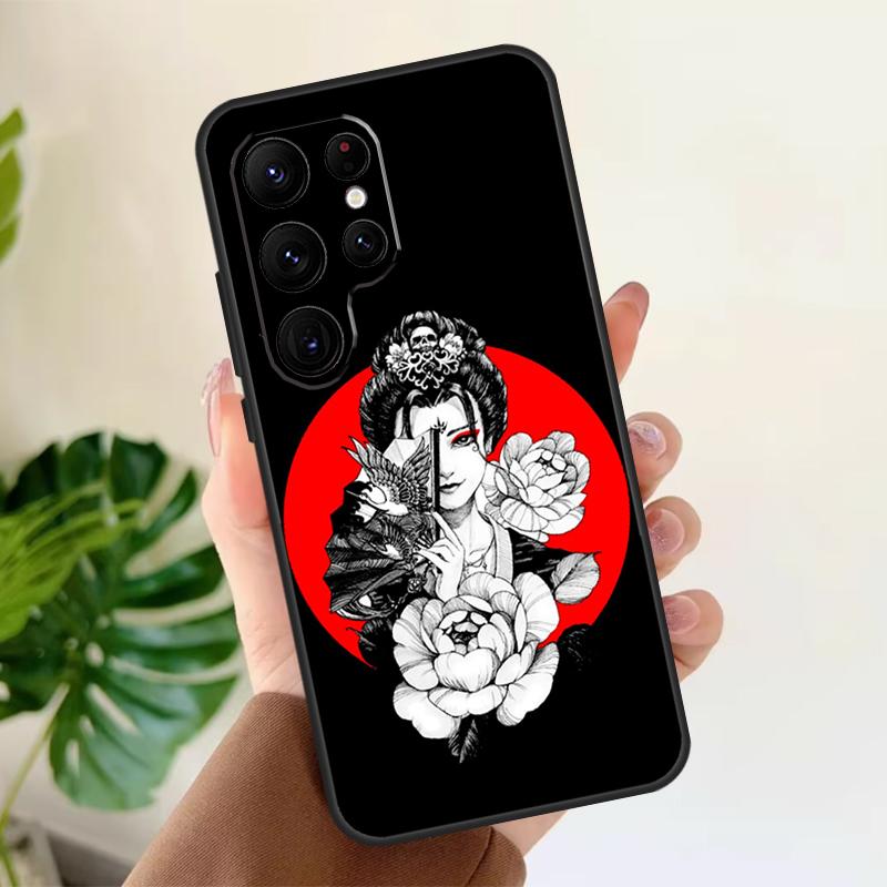 Samurai Warrior Geisha Soft Case For Samsung Galaxy S25 S24 S23 S22 S21 Ultra S9 S10 Plus S23 FE S24 FE Phone Cover