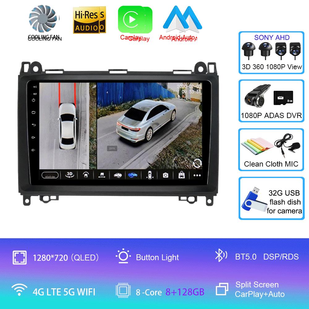 Android 14 Video Player 9'' For Mercedes Benz B200 Sprinter W906 W639 AB Class W169 W245 Viano Vito Car Radio Multimedia GPS DVD