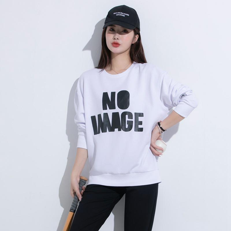 

Женский повседневный пуловер с длинными рукавами и принтом букв - Мода весна/осень. L белый