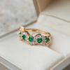 Luxury Green Emerald Open Ring for Women Zirconia Halo Adjustable Finger Ring Wedding Party Jewelry Gift