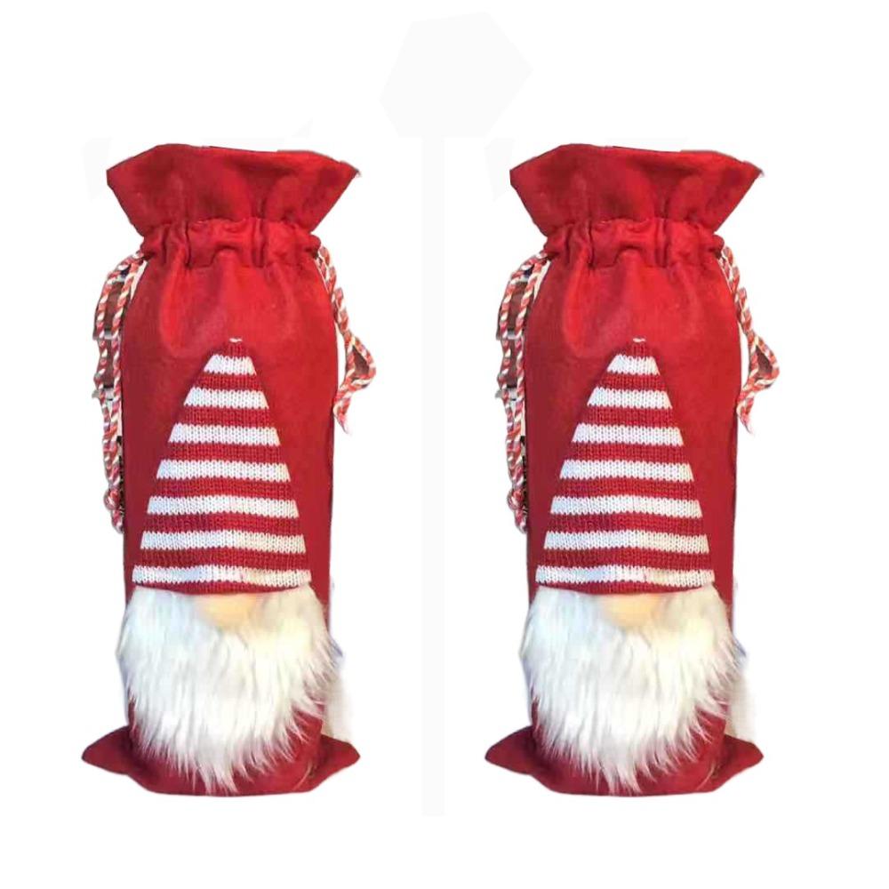

2Pcs Mini Christmas Faceless Doll Wine Cap Kawaii Christmas Wine Bottle Bag Halloween красный