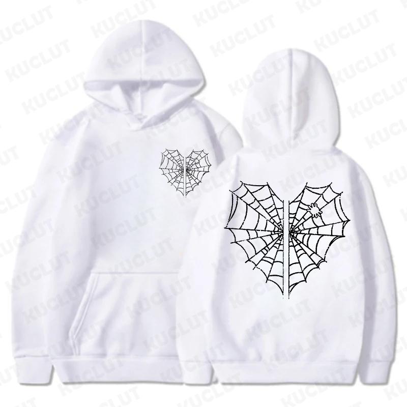 Casual Women's Hoodies Spider Print Women Hoodie Stylish Hooded Sweatshirt Long Sleeve Top Autumn Winter Pink Hoodies Hooded