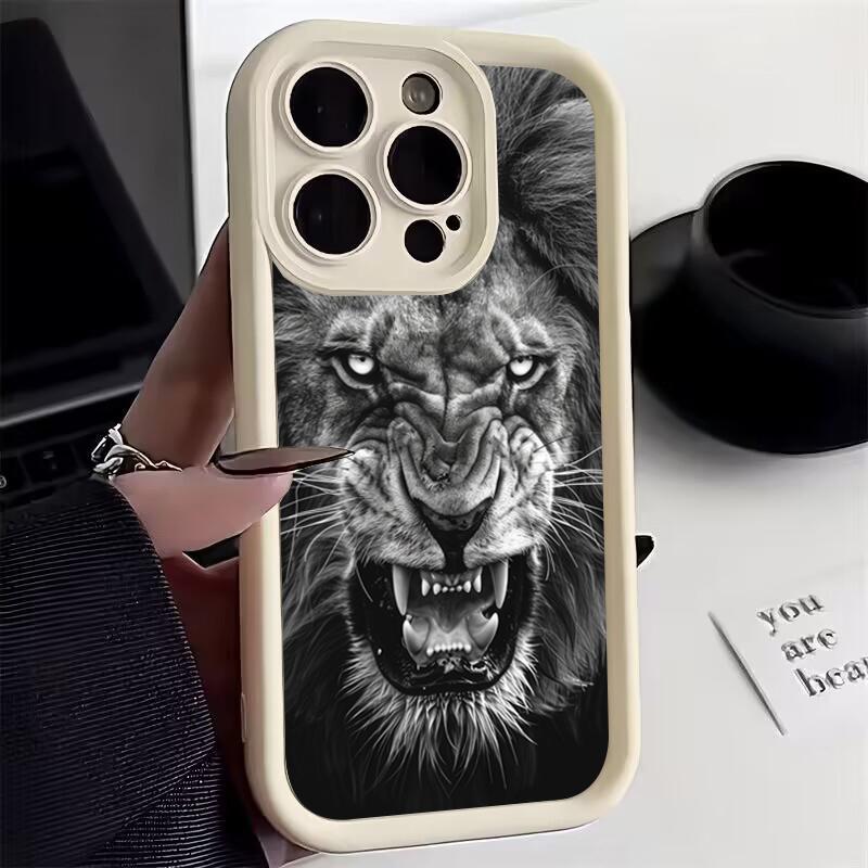 Cool Lion Pattern Silicone Phone Case For iPhone 17 16 15 14 13 12 11 Pro Max 17 Air 16E XS X XR 7 8 Plus Shockproof Soft Cover
