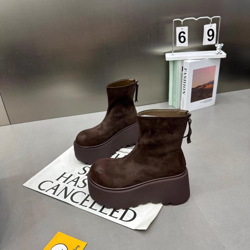 New Platform Women Snow Ankle Boots Suede Fashion Flats Shoes Woman Trend Walking Goth Chelsea Boots Warm Cozy Punk Mujer Botas