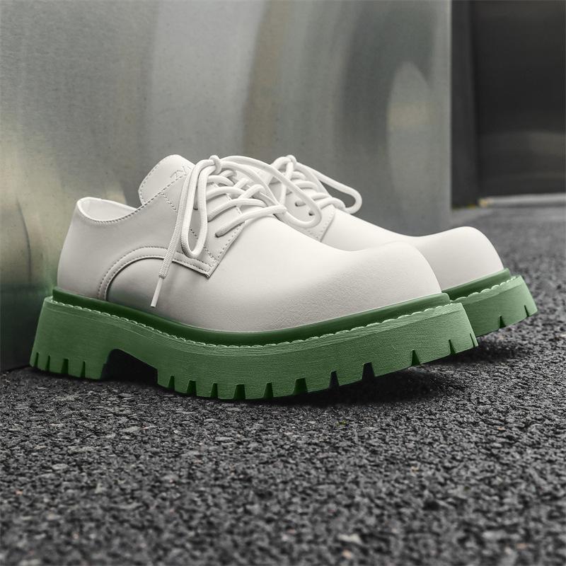 

Новые мужские кожаные туфли, нишевая повседневная универсальная обувь с большой головой, высокие кожаные туфли для жениха, увеличивающие рост, мужские туфли 32057-J 38 белый